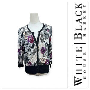 🆕 White House Black Market cardigan sweater  paisley and floral print size XL
